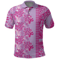 Purple Hibiscus Monstera Seamless Kakau Hawaii Polo Shirt LT14 Purple - Polynesian Pride