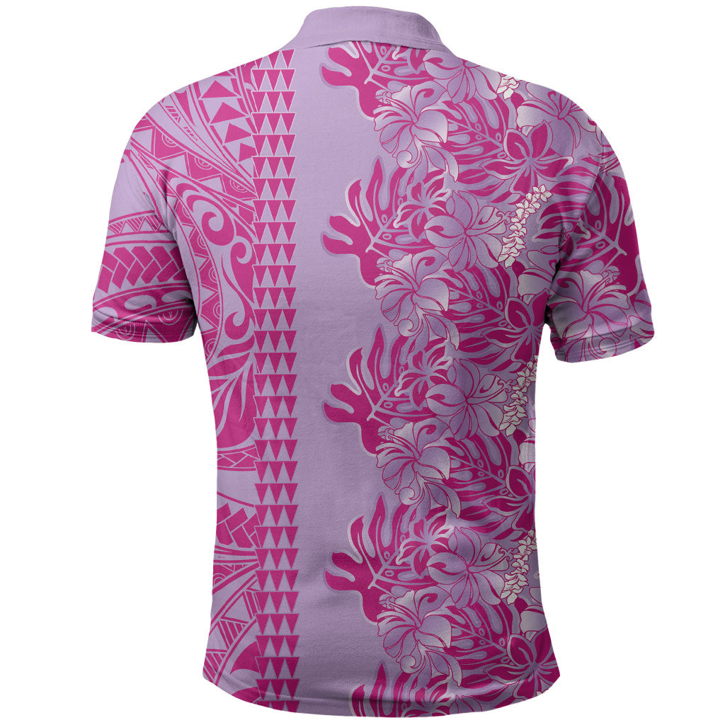 Purple Hibiscus Monstera Seamless Kakau Hawaii Polo Shirt LT14 - Polynesian Pride