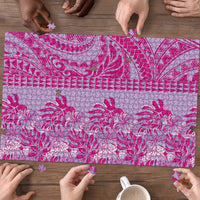Purple Hibiscus Monstera Seamless Kakau Hawaii Puzzle