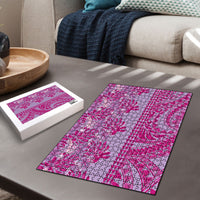 Purple Hibiscus Monstera Seamless Kakau Hawaii Puzzle