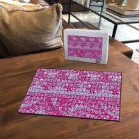 Purple Hibiscus Monstera Seamless Kakau Hawaii Puzzle
