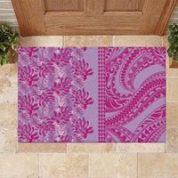 Purple Hibiscus Monstera Seamless Kakau Hawaii Rubber Doormat