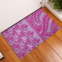 Purple Hibiscus Monstera Seamless Kakau Hawaii Rubber Doormat