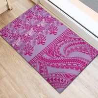 Purple Hibiscus Monstera Seamless Kakau Hawaii Rubber Doormat