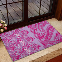 Purple Hibiscus Monstera Seamless Kakau Hawaii Rubber Doormat