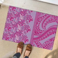 Purple Hibiscus Monstera Seamless Kakau Hawaii Rubber Doormat