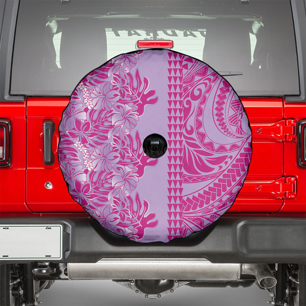 Purple Hibiscus Monstera Seamless Kakau Hawaii Spare Tire Cover LT14 - Polynesian Pride