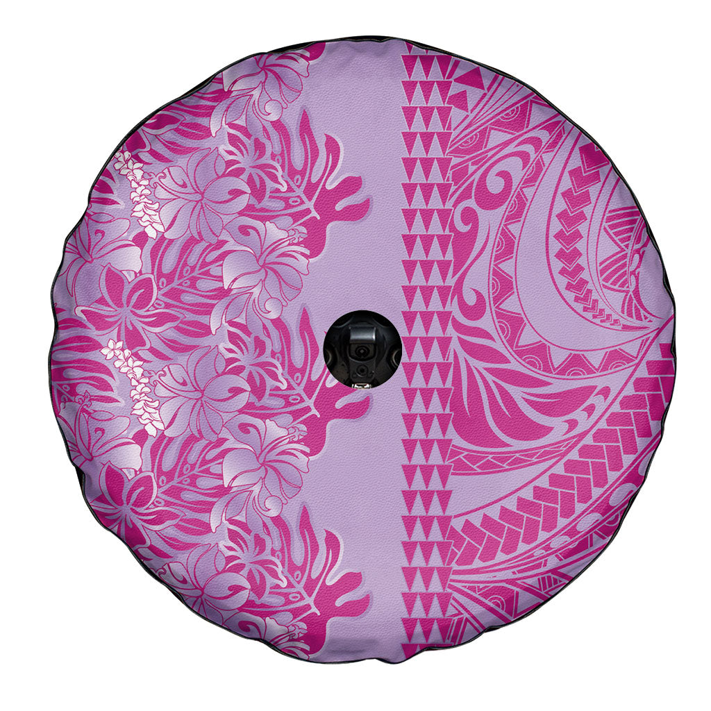 Purple Hibiscus Monstera Seamless Kakau Hawaii Spare Tire Cover LT14 - Polynesian Pride