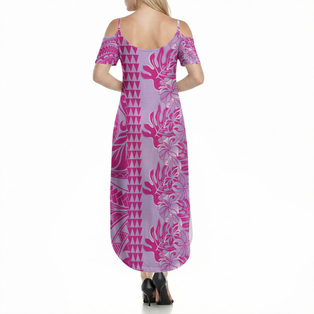 Purple Hibiscus Monstera Seamless Kakau Hawaii Summer Maxi Dress LT14 - Polynesian Pride