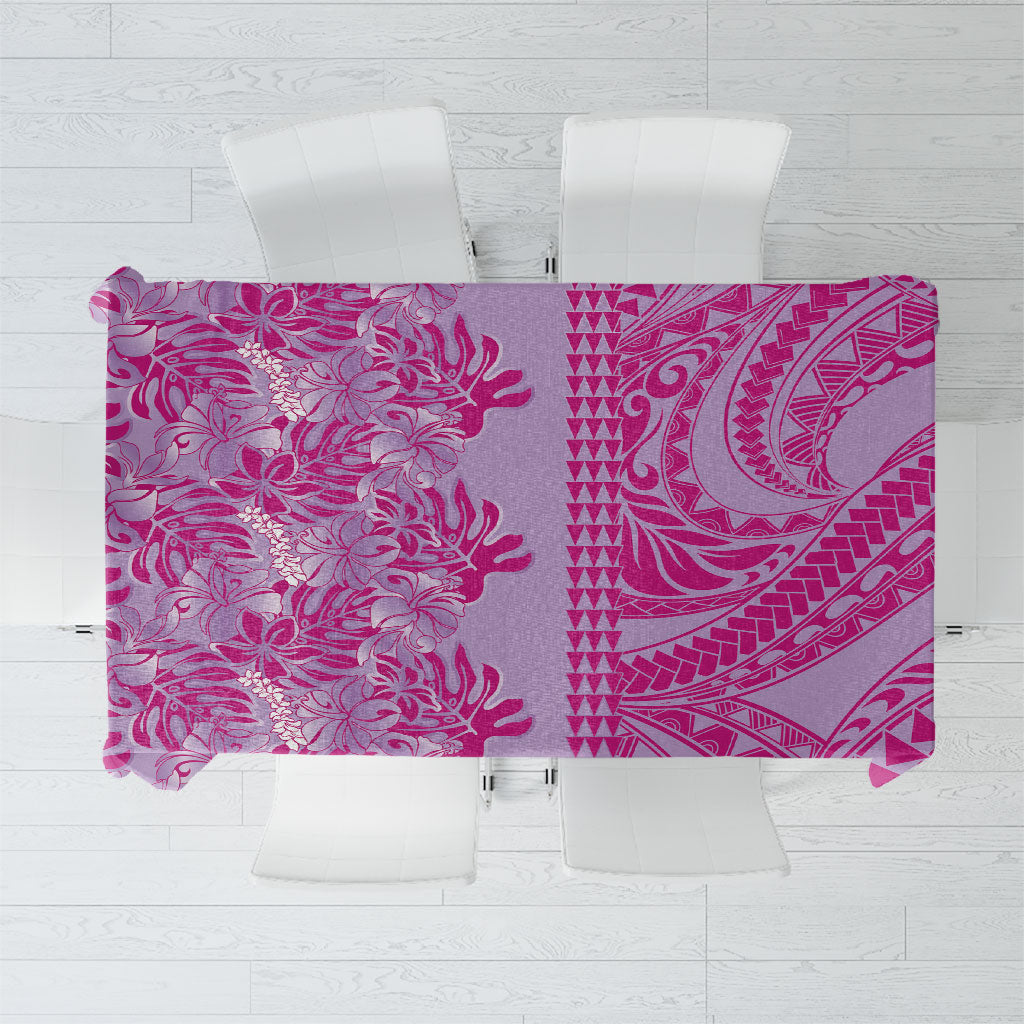 Purple Hibiscus Monstera Seamless Kakau Hawaii Tablecloth LT14 Purple - Polynesian Pride