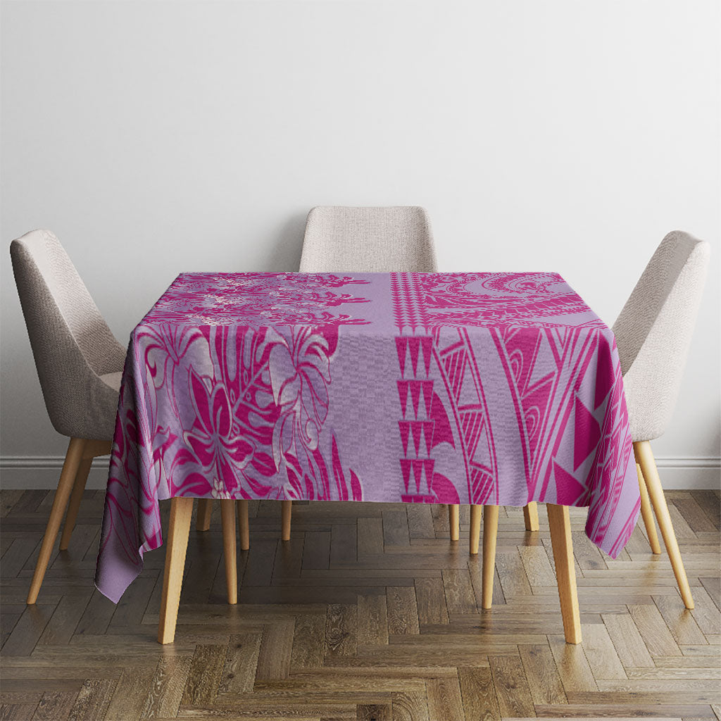 Purple Hibiscus Monstera Seamless Kakau Hawaii Tablecloth LT14 - Polynesian Pride