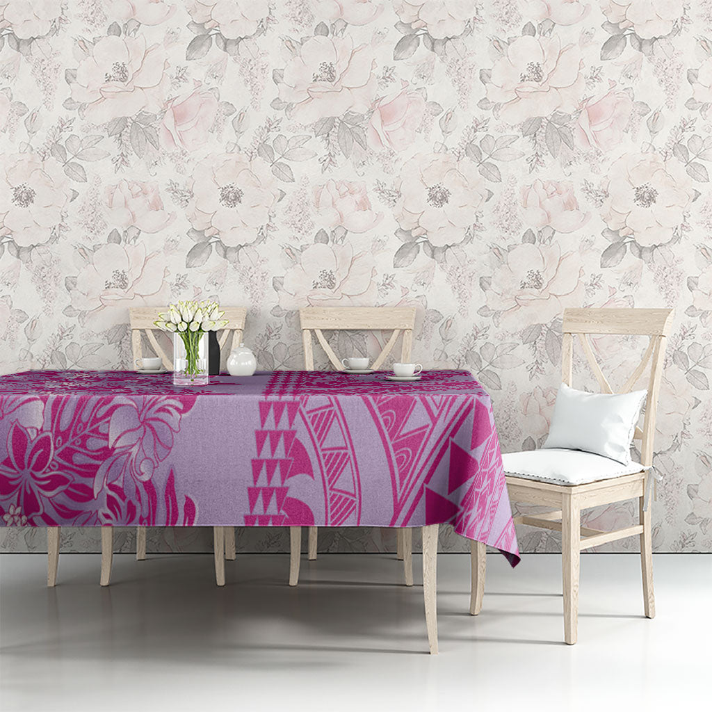 Purple Hibiscus Monstera Seamless Kakau Hawaii Tablecloth LT14 - Polynesian Pride