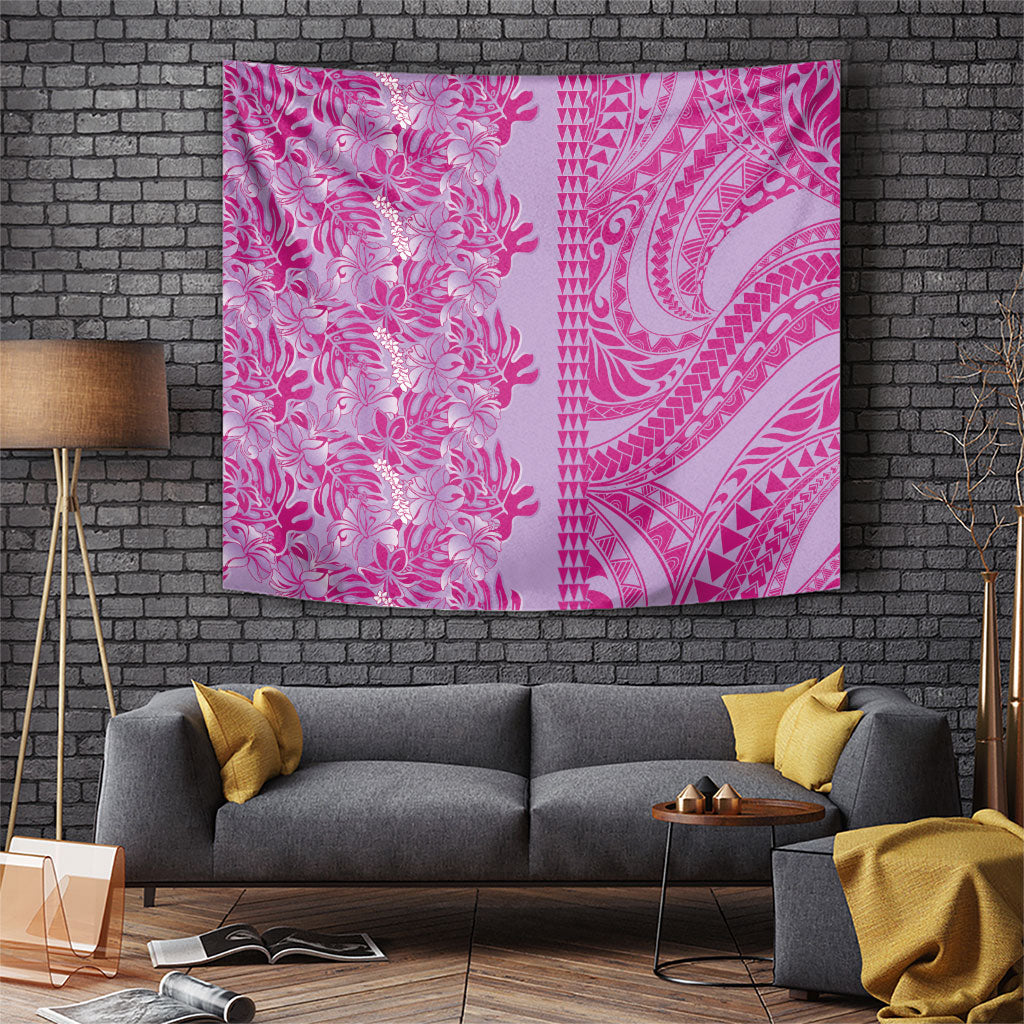 Purple Hibiscus Monstera Seamless Kakau Hawaii Tapestry