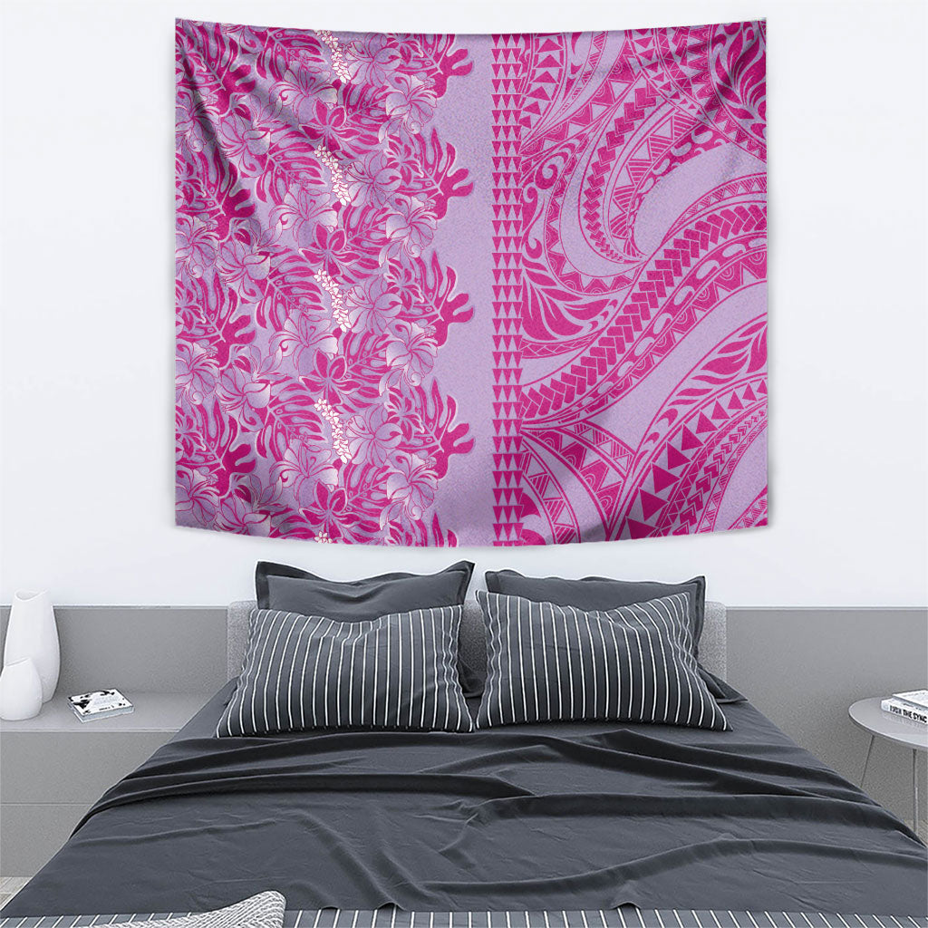 Purple Hibiscus Monstera Seamless Kakau Hawaii Tapestry