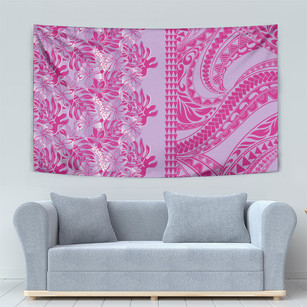 Purple Hibiscus Monstera Seamless Kakau Hawaii Tapestry