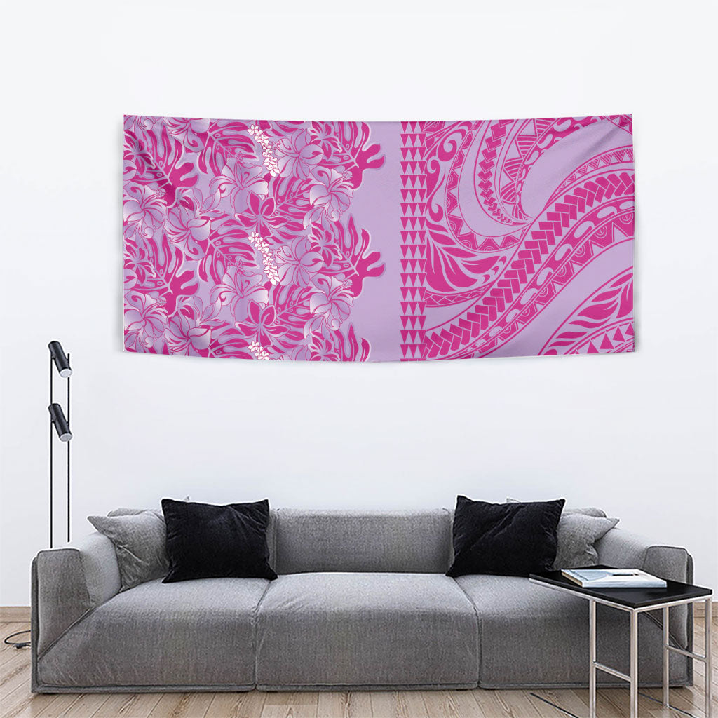 Purple Hibiscus Monstera Seamless Kakau Hawaii Tapestry