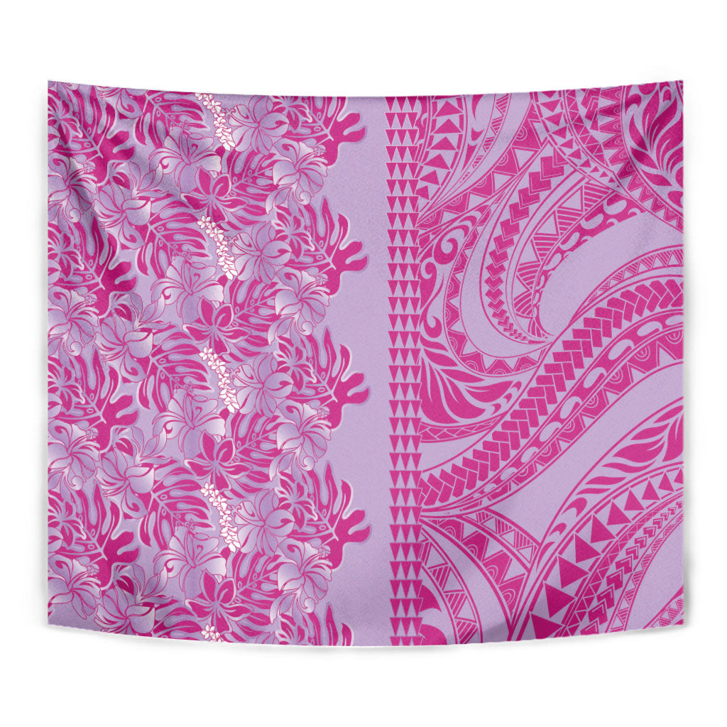 Purple Hibiscus Monstera Seamless Kakau Hawaii Tapestry