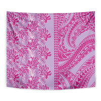 Purple Hibiscus Monstera Seamless Kakau Hawaii Tapestry