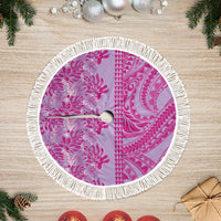 Purple Hibiscus Monstera Seamless Kakau Hawaii Tree Skirt