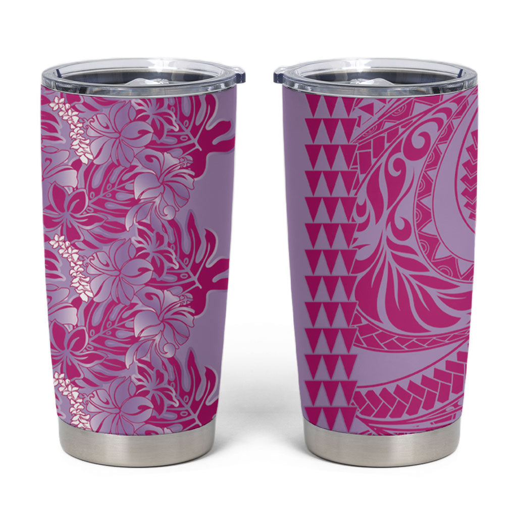 Purple Hibiscus Monstera Seamless Kakau Hawaii Tumbler Cup LT14 Purple - Polynesian Pride