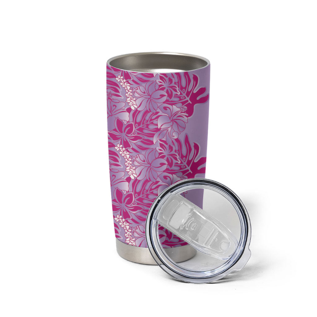 Purple Hibiscus Monstera Seamless Kakau Hawaii Tumbler Cup LT14 - Polynesian Pride