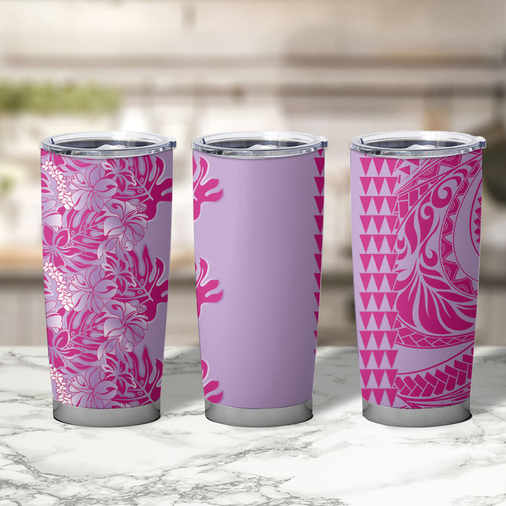 Purple Hibiscus Monstera Seamless Kakau Hawaii Tumbler Cup LT14 - Polynesian Pride