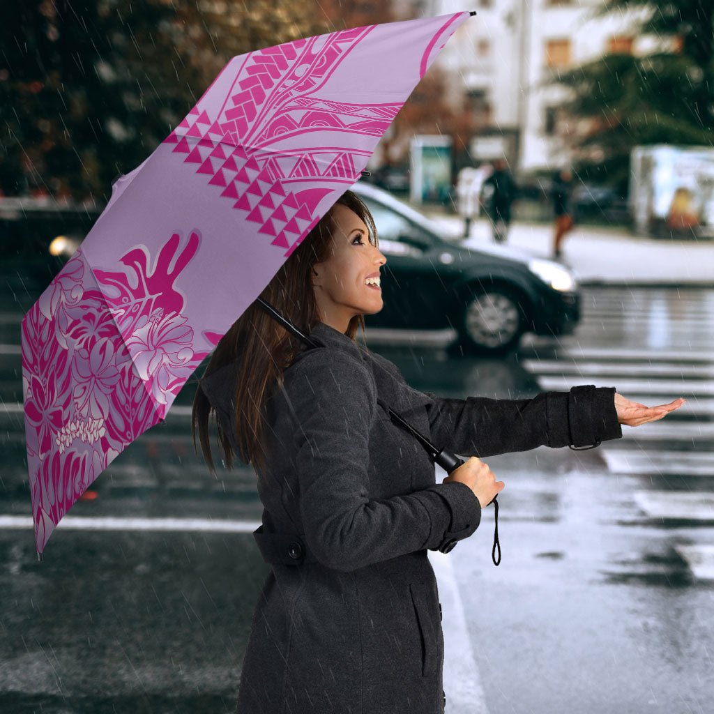 Purple Hibiscus Monstera Seamless Kakau Hawaii Umbrella