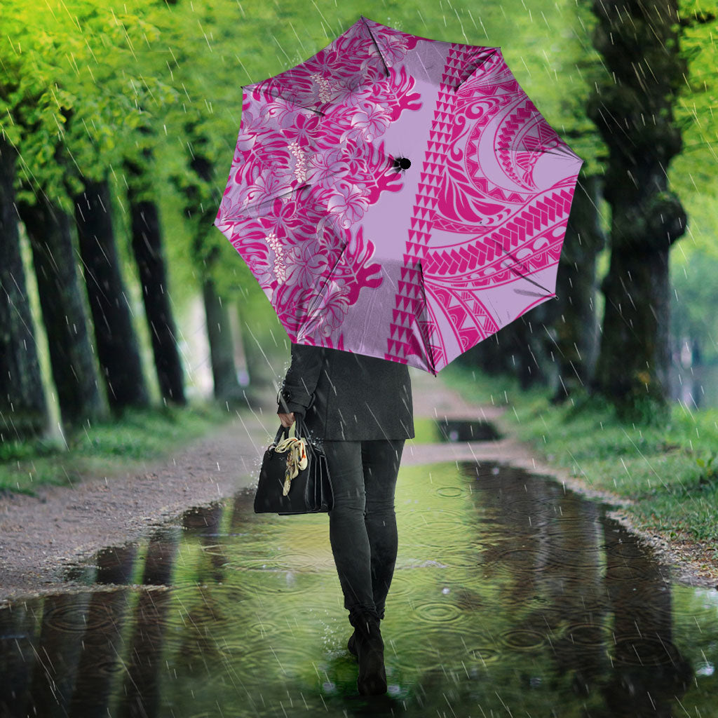 Purple Hibiscus Monstera Seamless Kakau Hawaii Umbrella