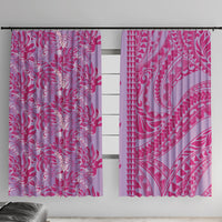 Purple Hibiscus Monstera Seamless Kakau Hawaii Window Curtain