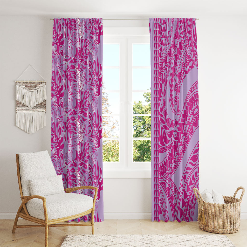 Purple Hibiscus Monstera Seamless Kakau Hawaii Window Curtain