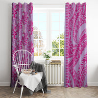 Purple Hibiscus Monstera Seamless Kakau Hawaii Window Curtain