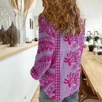 Purple Hibiscus Monstera Seamless Kakau Hawaii Women Casual Shirt LT14 - Polynesian Pride