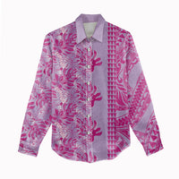 Purple Hibiscus Monstera Seamless Kakau Hawaii Women Casual Shirt LT14 - Polynesian Pride