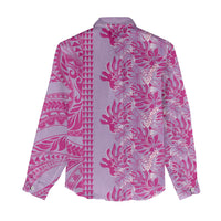 Purple Hibiscus Monstera Seamless Kakau Hawaii Women Casual Shirt LT14 - Polynesian Pride