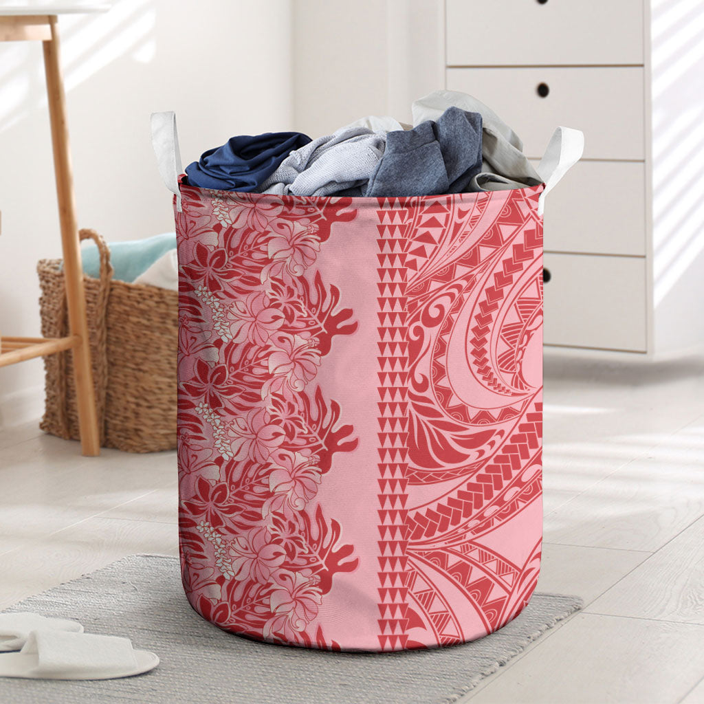 Red Hibiscus Monstera Seamless Kakau Hawaii Laundry Basket