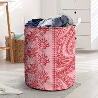 Red Hibiscus Monstera Seamless Kakau Hawaii Laundry Basket
