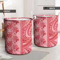Red Hibiscus Monstera Seamless Kakau Hawaii Laundry Basket