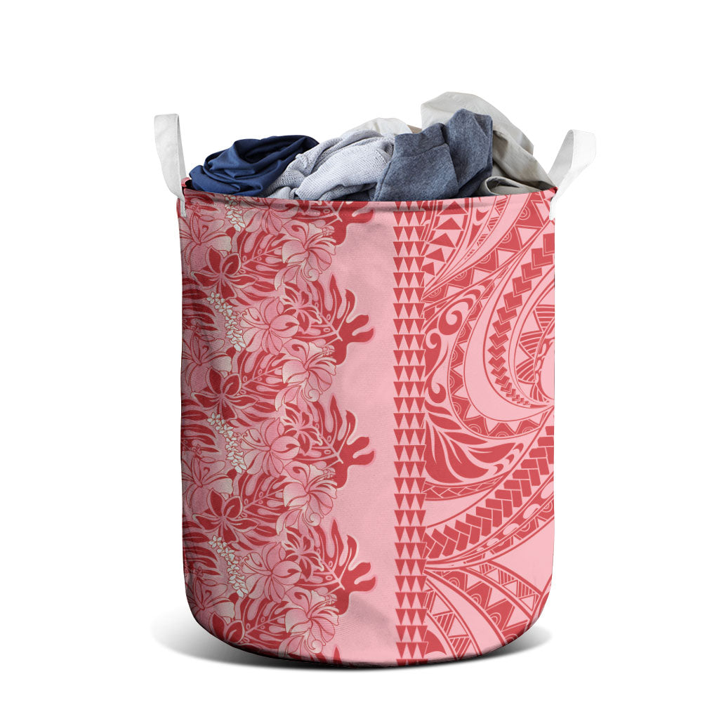 Red Hibiscus Monstera Seamless Kakau Hawaii Laundry Basket