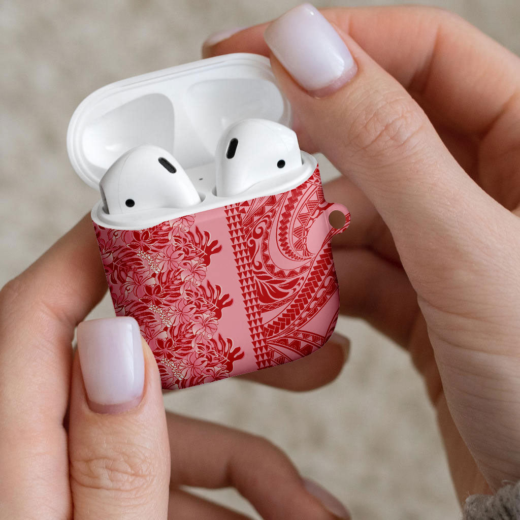 Red Hibiscus Monstera Seamless Kakau Hawaii AirPods Case