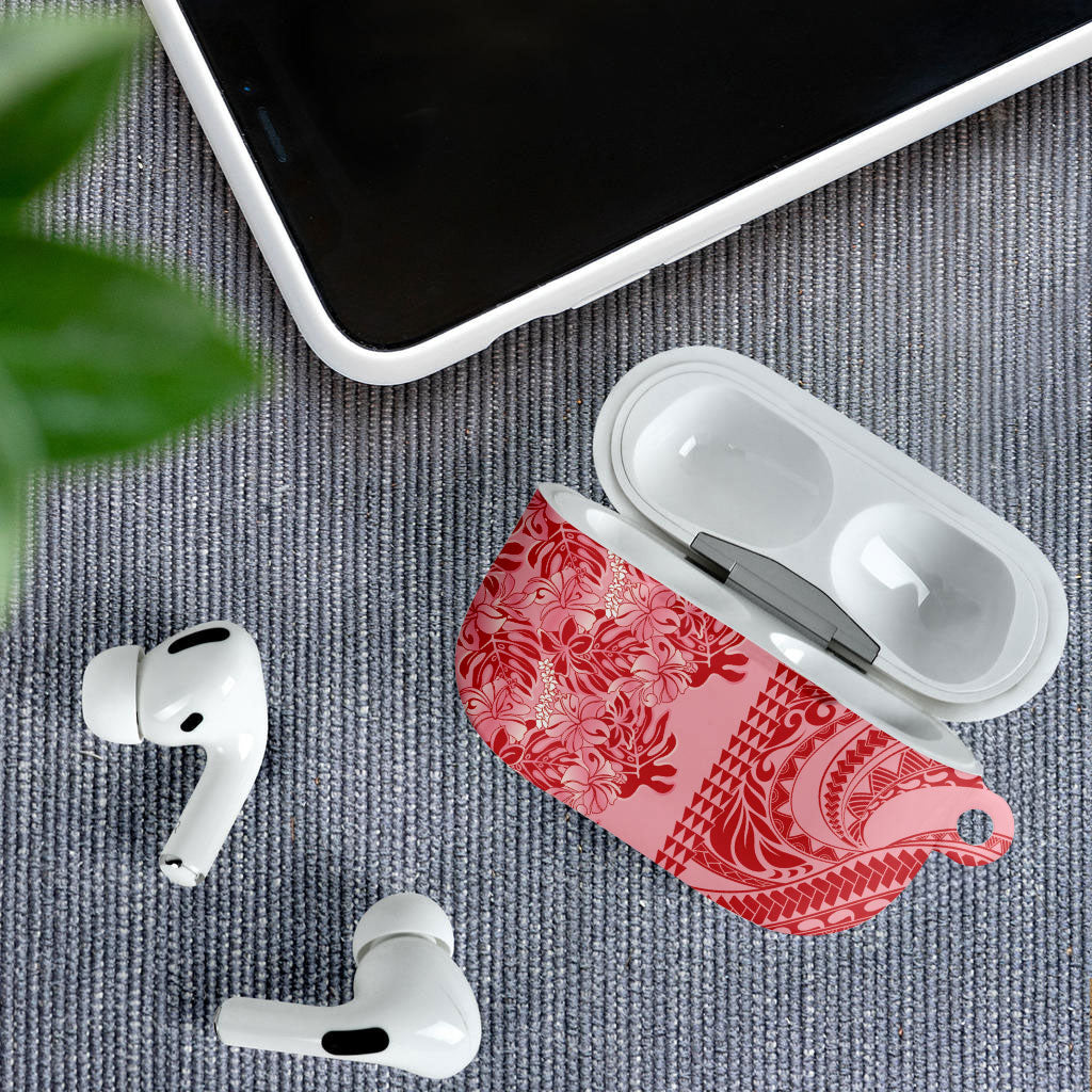 Red Hibiscus Monstera Seamless Kakau Hawaii AirPods Case