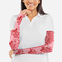 Red Hibiscus Monstera Seamless Kakau Hawaii Arm Sleeves