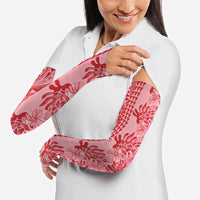 Red Hibiscus Monstera Seamless Kakau Hawaii Arm Sleeves