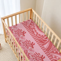 Red Hibiscus Monstera Seamless Kakau Hawaii Baby Bed Cover LT14 - Polynesian Pride