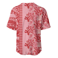 Red Hibiscus Monstera Seamless Kakau Hawaii Baseball Jersey