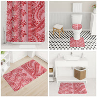 Red Hibiscus Monstera Seamless Kakau Hawaii Bathroom Set