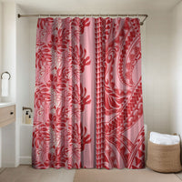 Red Hibiscus Monstera Seamless Kakau Hawaii Bathroom Set