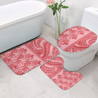 Red Hibiscus Monstera Seamless Kakau Hawaii Bathroom Set