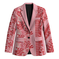 Red Hibiscus Monstera Seamless Kakau Hawaii Blazer