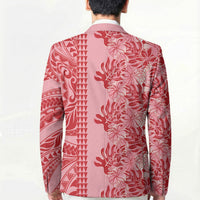 Red Hibiscus Monstera Seamless Kakau Hawaii Blazer