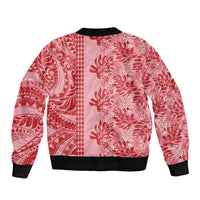 Red Hibiscus Monstera Seamless Kakau Hawaii Bomber Jacket